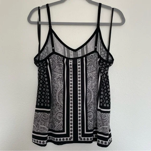 INC Paisley V-Neck Cami Black/White Size XL - Picture 2 of 8